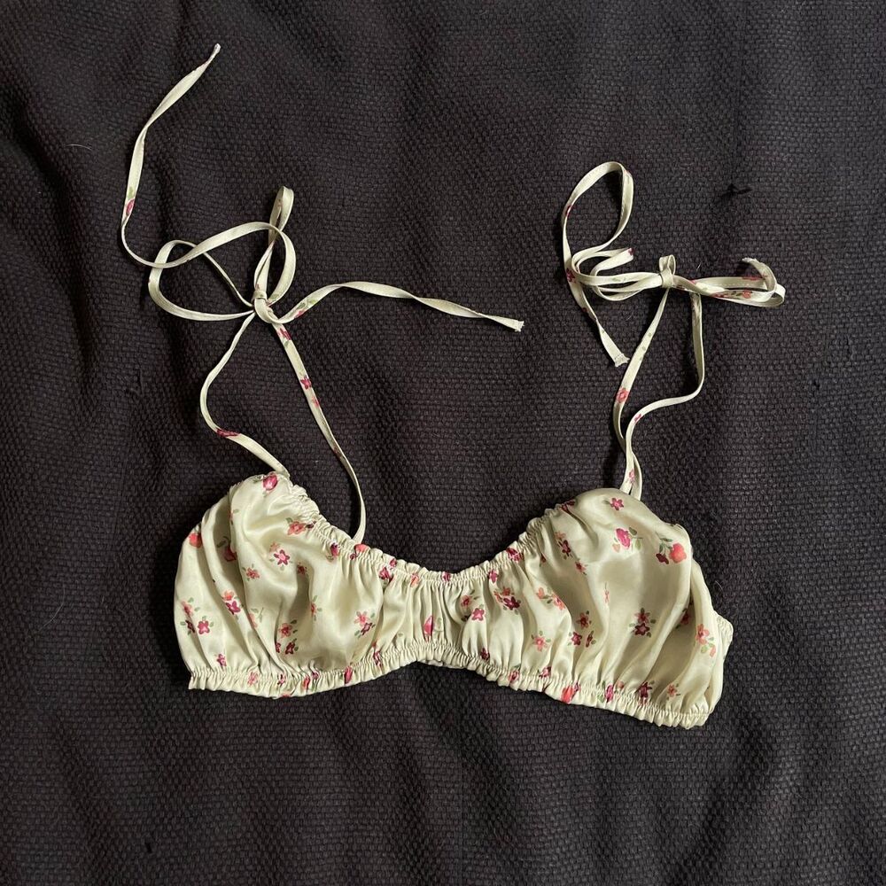 Zara Women's Yellow and Cream Bra
